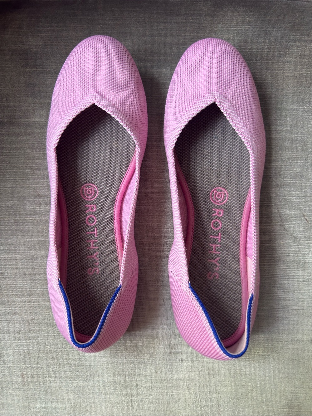 Rothys Begonia Pink Knit Round Toe Ballet Flats US Womens Size 8